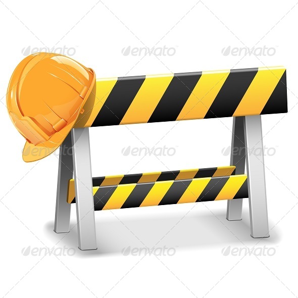 Vector Under Construction Barrier with Helmet - Industries Business