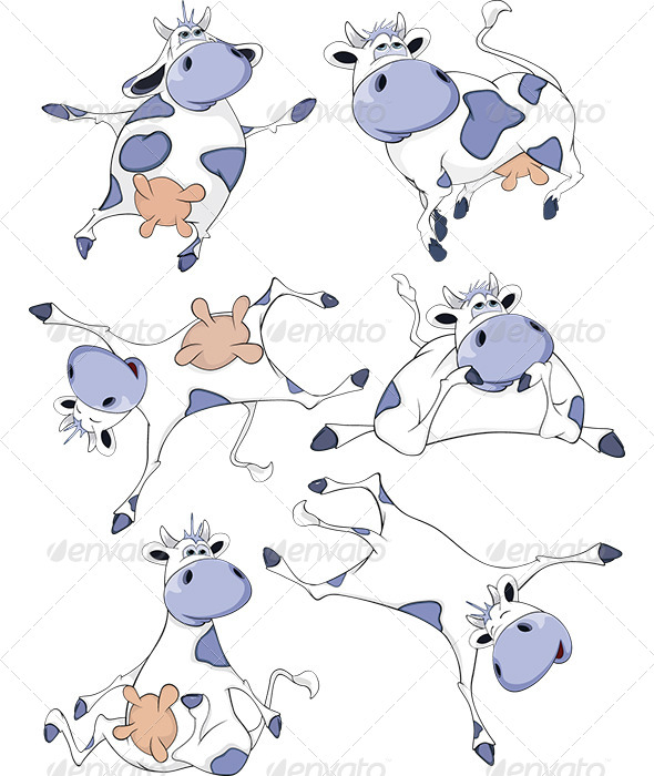 Blue Cows Cartoon - Animals Characters