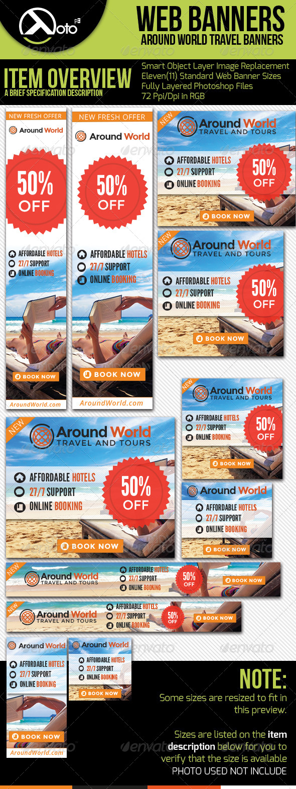 Around World Travel Web Banners - Banners & Ads Web Elements