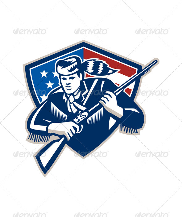 American Frontiersman Patriot Stars Stripes Flag - People Characters
