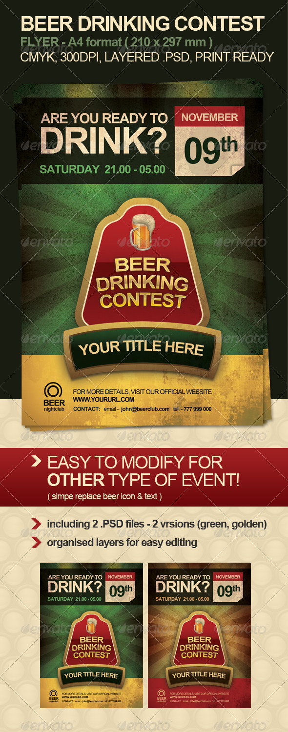 Beer Drinking Contest Flyer - Miscellaneous Events