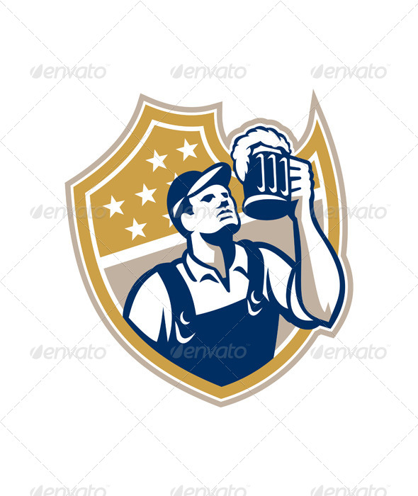 Barman Bartender Beer Mug Retro - People Characters