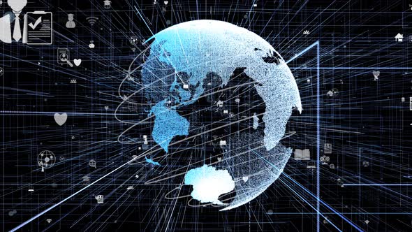 Global online internet network and internet of things IOT concept alt