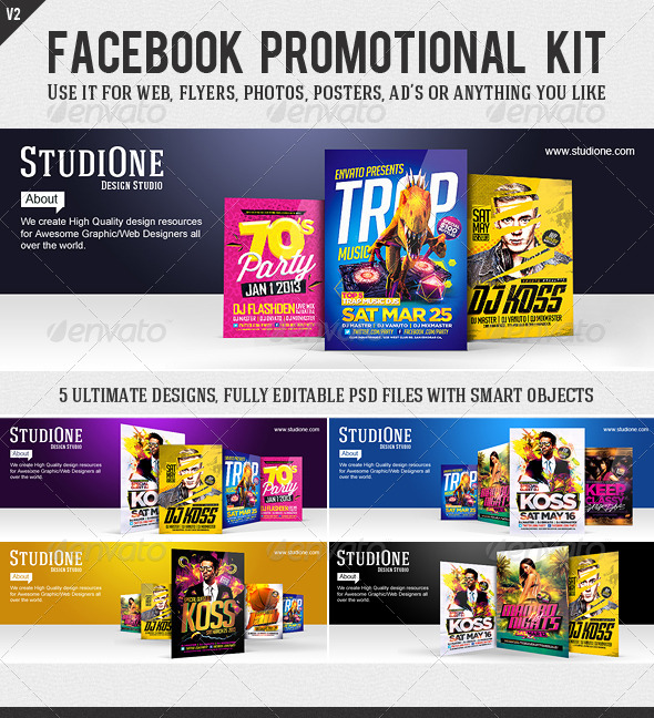 FB Promotional Kit V2 - Facebook Timeline Covers Social Media
