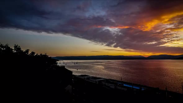 A Fiery Weather Front Passes Down The River Clyde, Scotland.