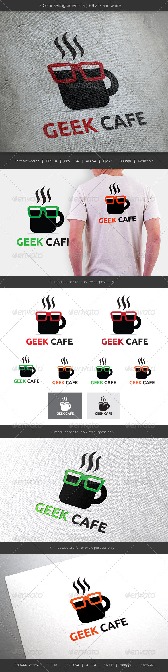 Geek Cafe Coffee Logo - Objects Logo Templates