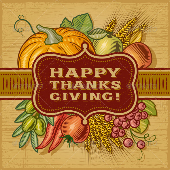 Happy Thanksgiving Retro Card - Miscellaneous Seasons/Holidays