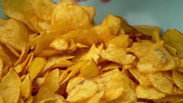 Potato Chips Rotating Close Up