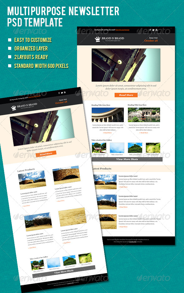 Multipurpose Newsletter - E-newsletters Web Elements
