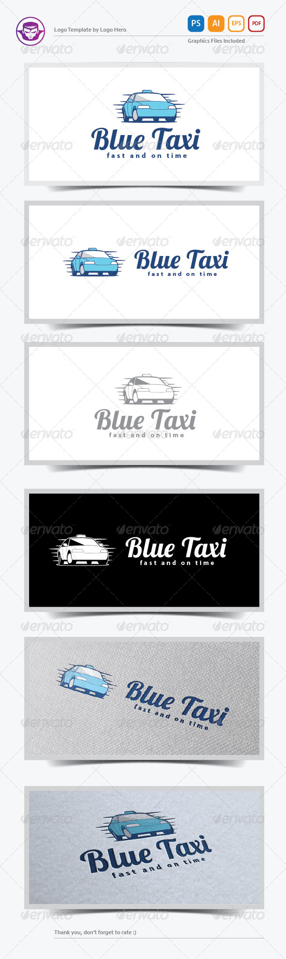 Blue Taxi Logo Template - Objects Logo Templates