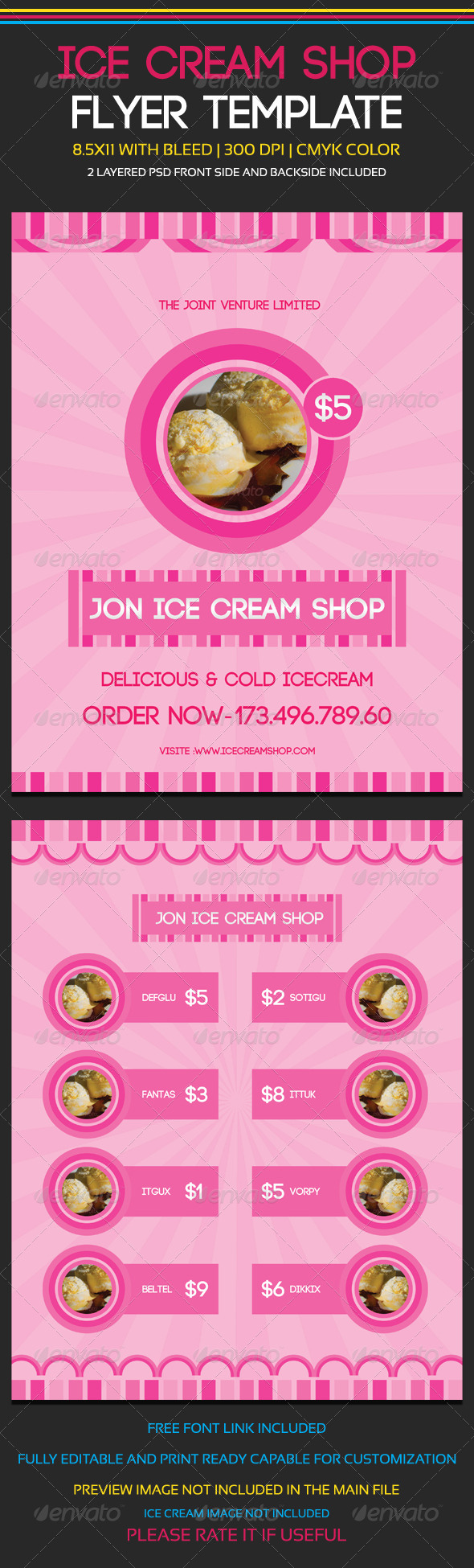 Ice Cream Shop Flyer Template - Restaurant Flyers