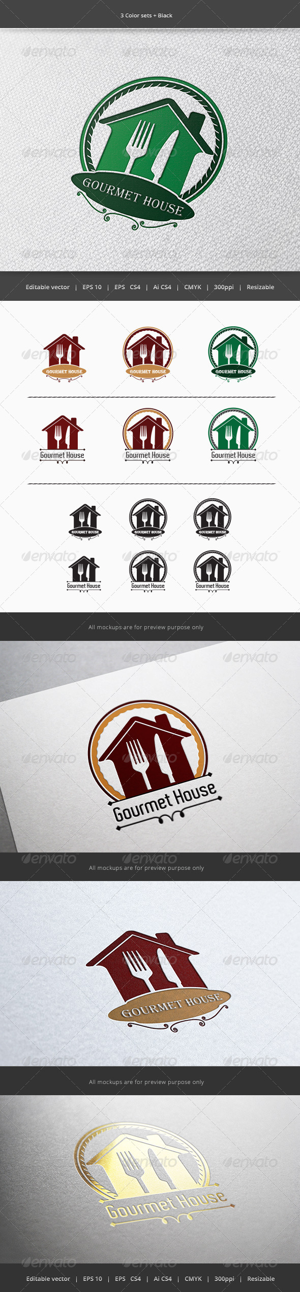 Gourmet House Restaurant Logo - Restaurant Logo Templates