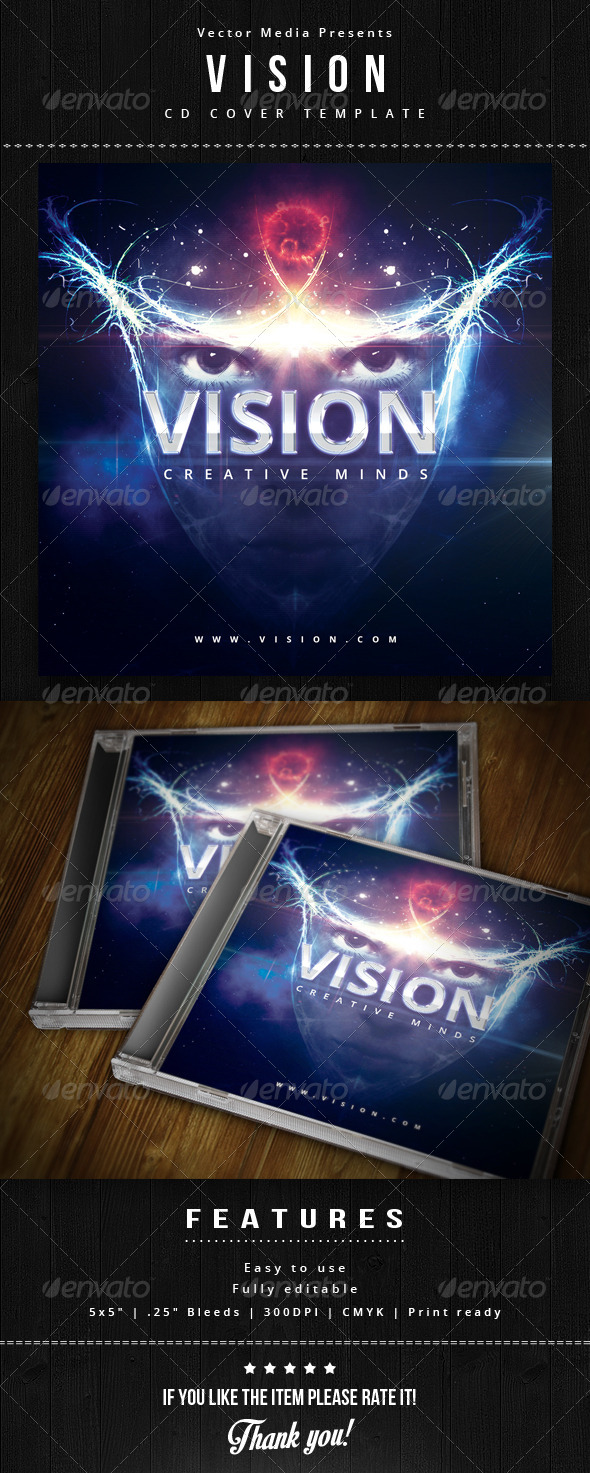 Vision - Cd Cover - CD & DVD Artwork Print Templates