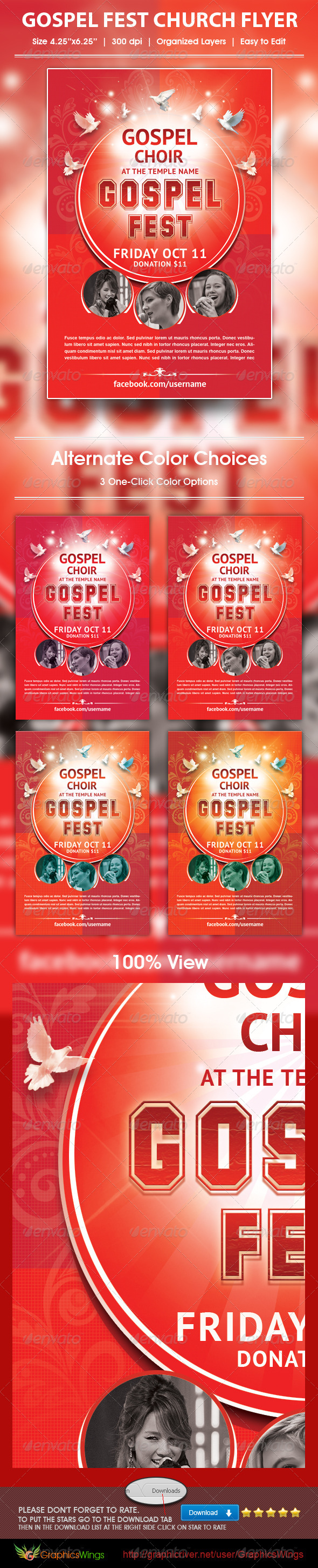 Gospel Fest Church Flyer Template - Church Flyers