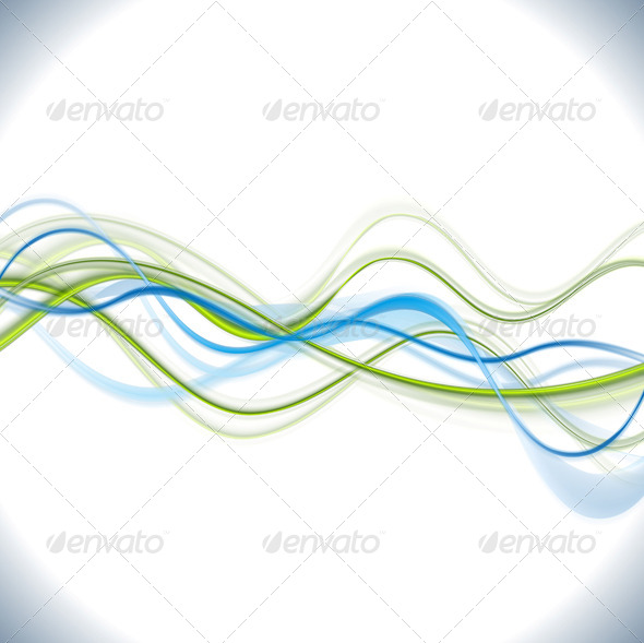Blue and Green Vector Waves Background - Backgrounds Decorative