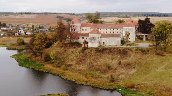 Panoramic Aerial Shot Old Castle