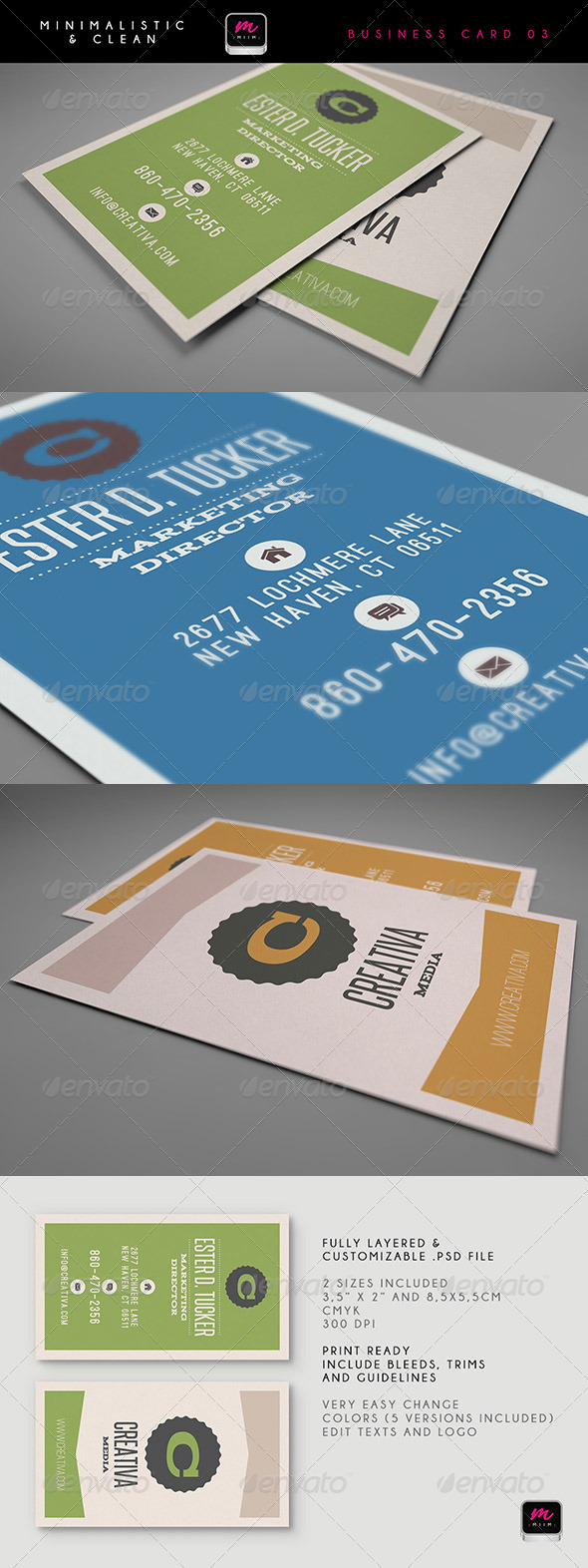 Clean Business Card Template 04 - Retro/Vintage Business Cards