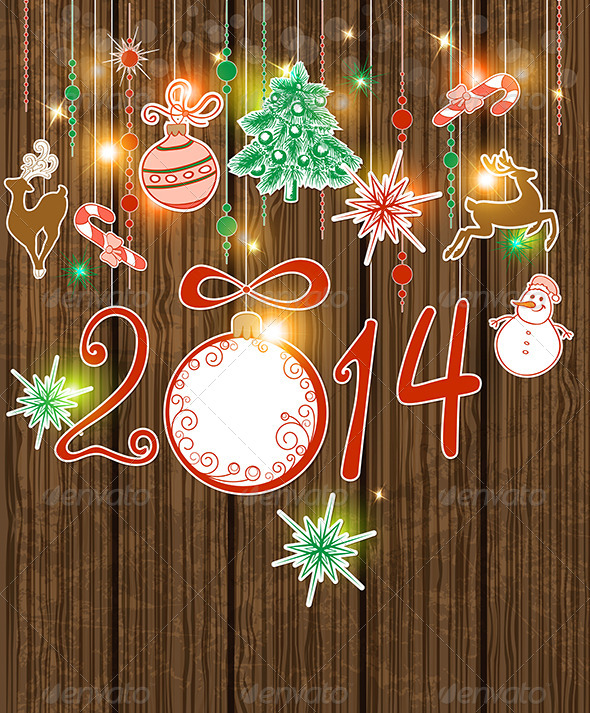 Vector Wooden Christmas Background - Christmas Seasons/Holidays