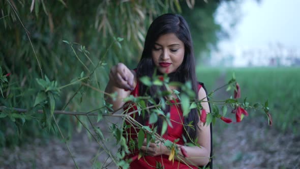 Indian Girl in Green Field