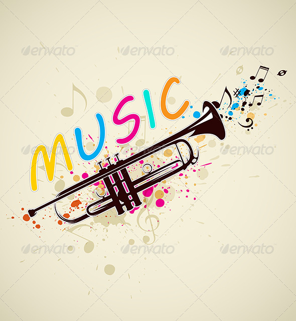 Music Background with Trumpet - Miscellaneous Vectors