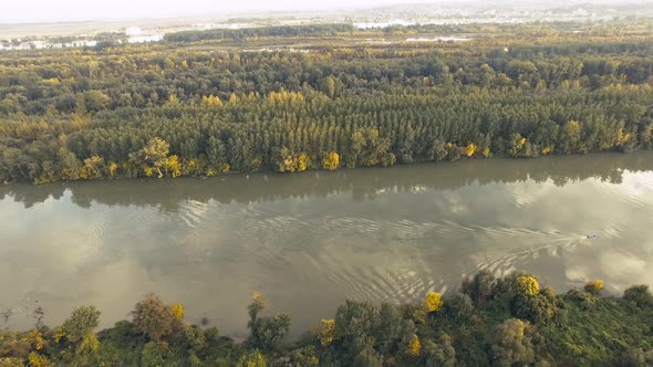 Aerial Boat Sailing on a River alt