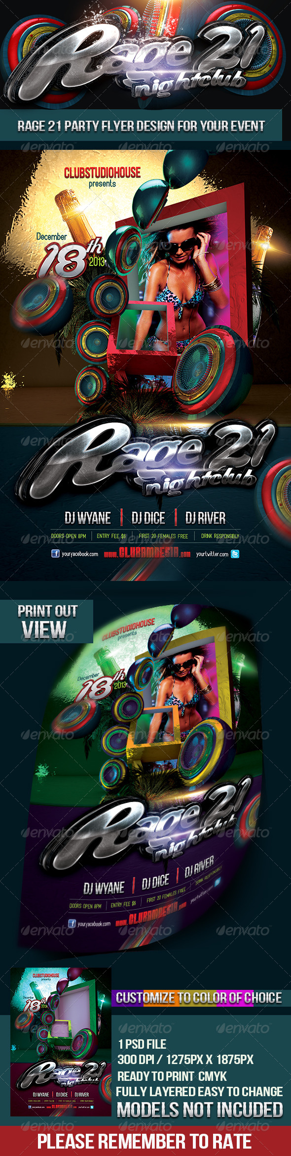 Rage 21 Nightclub Party Flyer - Clubs & Parties Events