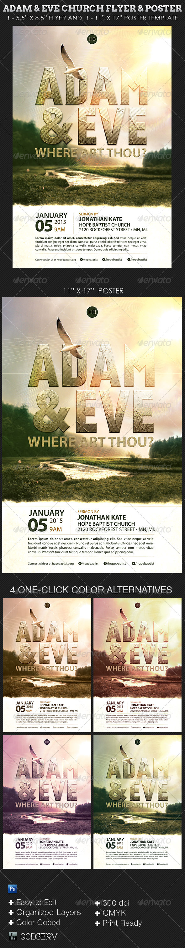 Adam Eve Flyer Poster Church Template - Church Flyers