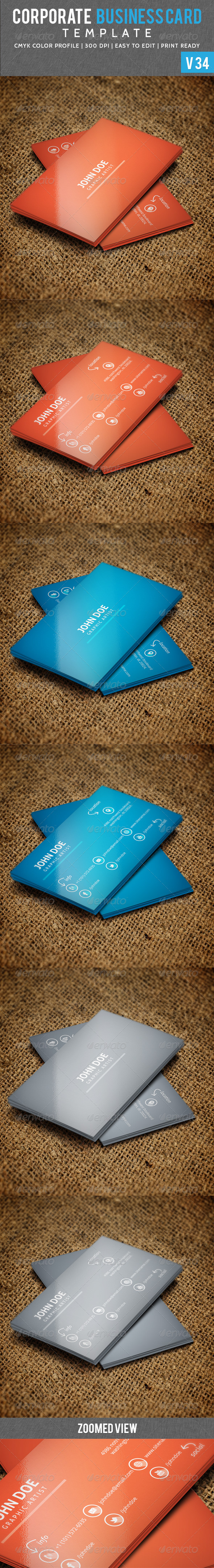Long Shaded Corporate Business Card V 34 - Corporate Business Cards