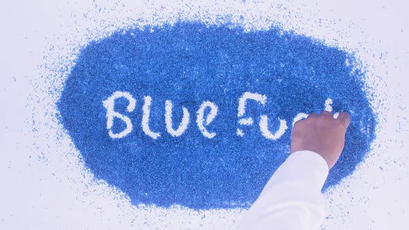 Indian Hand Writes On Blue Blue Funk