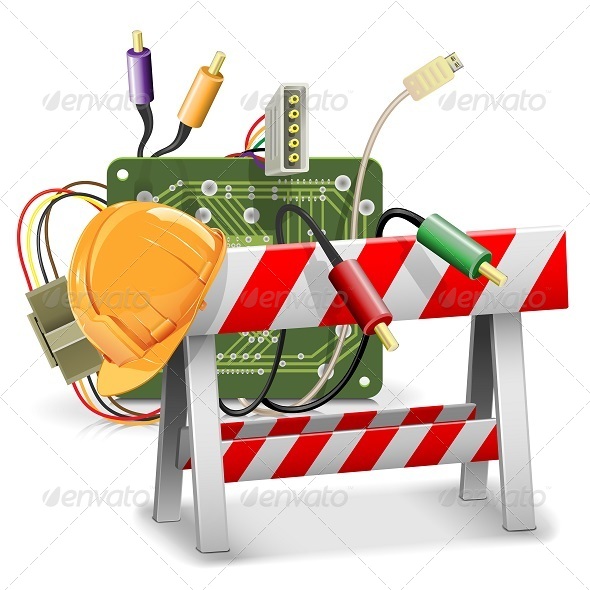 Vector Under Construction Concept with Barrier - Web Technology