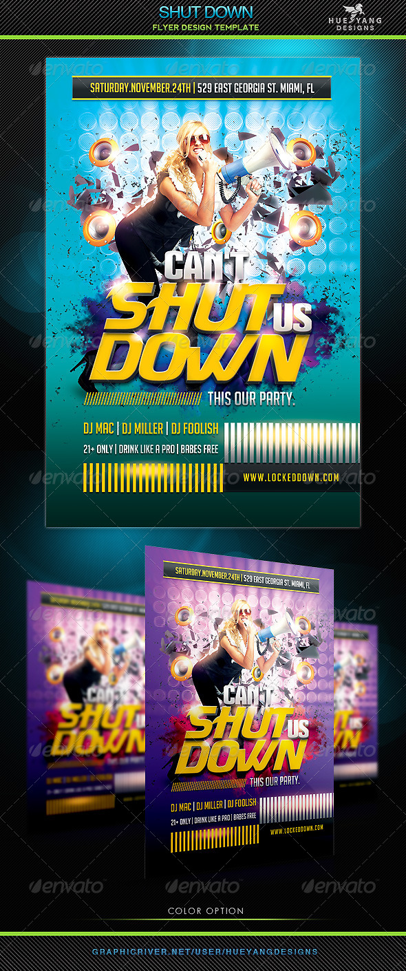 Shut Down Flyer - Clubs & Parties Events