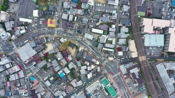 Aerial view 4k by drone of building in Uji City alt