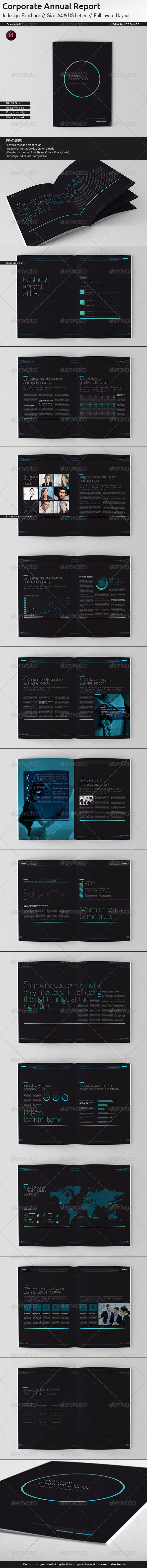 Black Annual Report // A4 and US Letter Size - Corporate Brochures