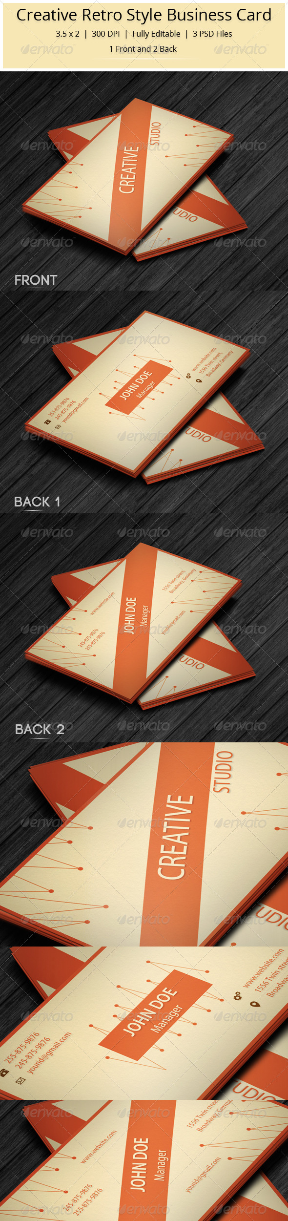 Creative Retro Style Business Card - Retro/Vintage Business Cards