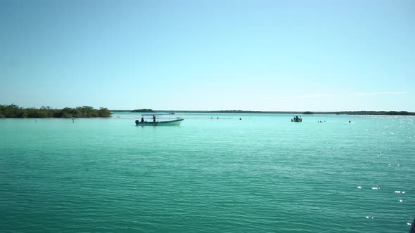 View From the Boat Blue Sky and Clear Water in Mexico Bacalar