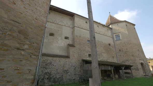 The exterior walls of a medieval castle alt