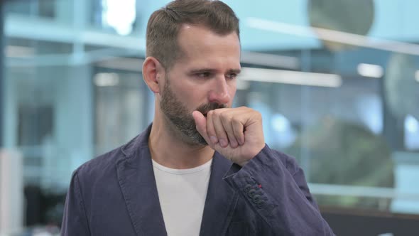 Sick Middle Aged Businessman Coughing alt