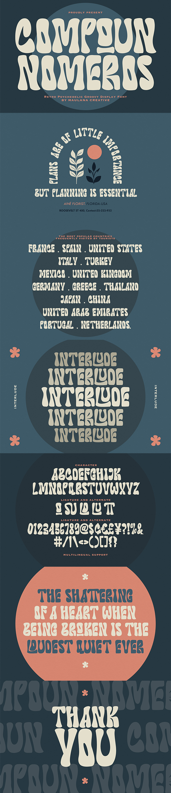 Compoun Nomeros Retro Psychedelic Groovy Display