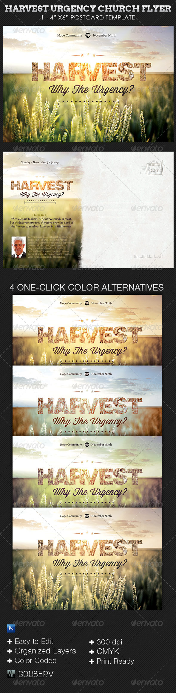 Harvest Urgency Church Flyer Postcard Template - Church Flyers