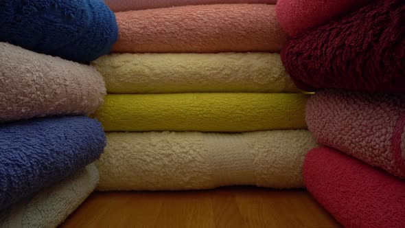 Close  Up Coloreds Stack of Towels