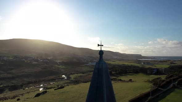 Aerial View of the Church of Ireland in Glencolumbkille  Republic of Ireland alt