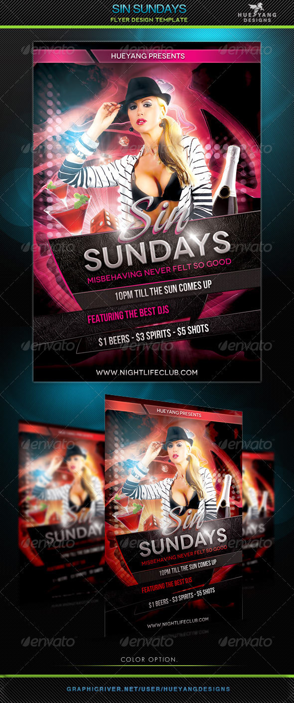 Sin Sundays Flyer Template - Clubs & Parties Events