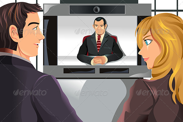 Business People Video Conferencing - People Characters