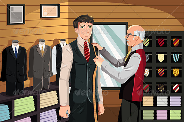 Tailor Fitting for Suit - People Characters