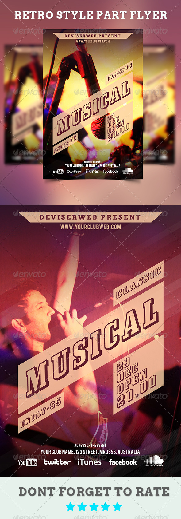 Retro Style Classic Musical Party Flyer - Clubs & Parties Events