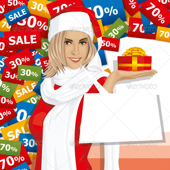 Vector Woman Waiting for Christmas - People Characters