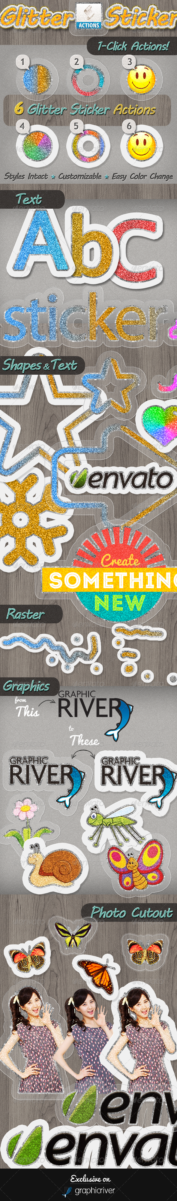 Glitter Sticker Photoshop Actions - Utilities Actions