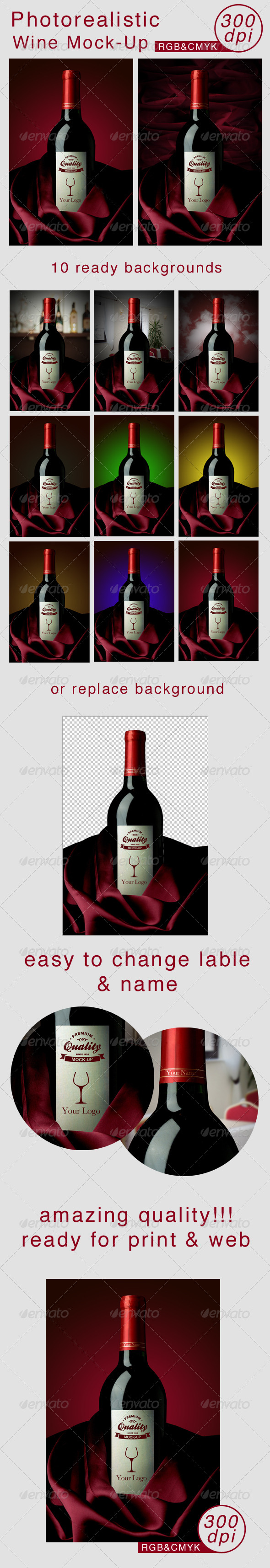 Wine Mockup - 300 dpi - photo quality - RGB & CMYK - Product Mock-Ups Graphics