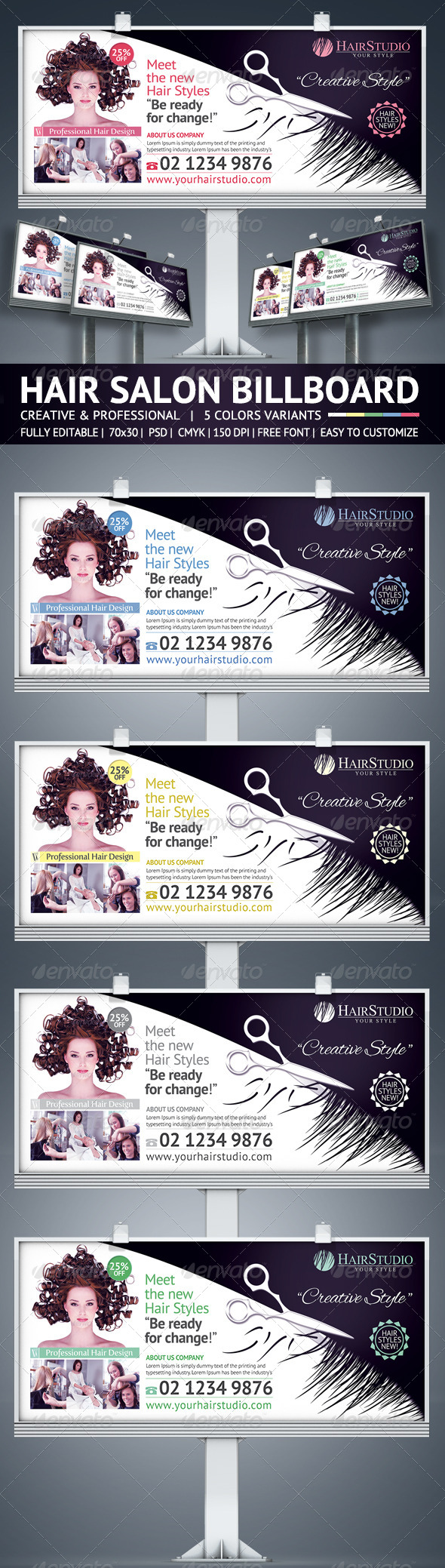 Hair Salon Billboard - Signage Print Templates