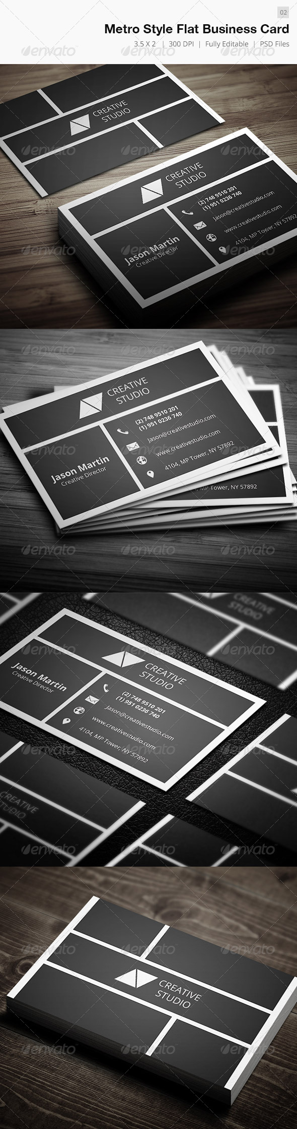Metro Style Flat Business Card - 02 - Corporate Business Cards